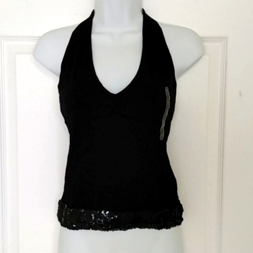 ESPRIT EDC NWT Black Party Sequined Halter Top